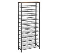 FLAVORA 75 x 28.5 x 194.5 cm Corner Shoe Storage Display Rack in Black | Size: 0.6m2 FLAVORA Black 0.6m2