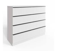 FLAVORA 8 Drawer White Chest Ripple Effect Scratch Resistant Finish | Size: 100 cm x 100 cm FLAVORA White 100 cm x 100 cm