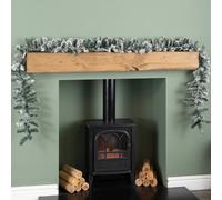 FLAVORA 9ft (2.7m) Premier Christmas Snow Flocked Woodcote in Green | Size: 100 cm x 15 cm FLAVORA Green 100 cm x 15 cm
