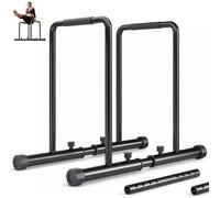 FLAVORA Adjustable Dip Station Parallel Bars for Fitness Workout in Black | Size: 0-12 m FLAVORA Black 0-12 m