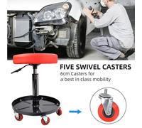 FLAVORA Adjustable Mechanic Rolling Creeper Seat Stool in Red | Size: 10000mm x 520mm FLAVORA Red 10000mm x 520mm