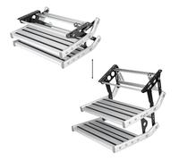 FLAVORA Aluminum Manual Pull Out Double Step Motorhome Caravan in Silver FLAVORA Silver