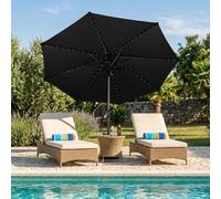 FLAVORA Black LED Tilt Parasol 2.7m Umbrella Garden Sun Shade | Size: 100 cm x 15 cm FLAVORA Black 100 cm x 15 cm