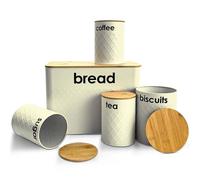 FLAVORA Cream 5pc Sealed Kitchen Storage Canister Set | Size: 0.6m2 FLAVORA Cream 0.6m2