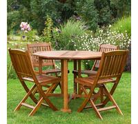 FLAVORA Garden Gear 4 Person Acacia Dining Set in Brown | Size: 100 cm x 15 cm FLAVORA Brown 100 cm x 15 cm