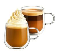FLAVORA Glass Coffee Cups 275ml Double Walled Set of 2 in Clear | Size: 0.6m2 FLAVORA Clear 0.6m2