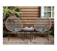 FLAVORA Grey Set of 2 Chairs Egg Furniture 3PC String | Size: 0.6m2 FLAVORA Grey 0.6m2