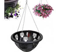 FLAVORA Pack Of 1 Hanging Basket with chains 14 Inch Hanging Basket in Black | Size: 0.6m2 FLAVORA Black 0.6m2
