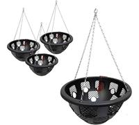 FLAVORA pack Of 4 Hanging Basket with chains 14 Inch Hanging Basket in Black | Size: 0.6m2 FLAVORA Black 0.6m2