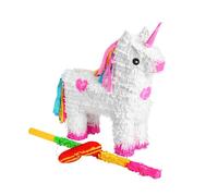 FLAVORA Unicorn Cardboard Pinata, Stick & Blindfold Set Party in White | Size: 100 cm x 15 cm FLAVORA White 100 cm x 15 cm