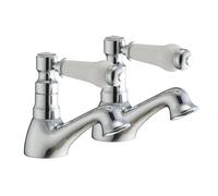 FLAVORA Victorian Chrome Hot & Cold Basin Tap Pair in Silver | Size: 10000mm x 520mm FLAVORA Silver 10000mm x 520mm