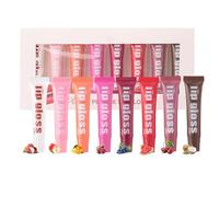 Flavored Lip Gloss Set, Hydrating Lip Gloss Set, Moisturizing Lip Gloss, 8X, Fruit Flavored, Non-Sticky, 9.16cm, Lip Gloss Set for Soft, Hydrated Lips