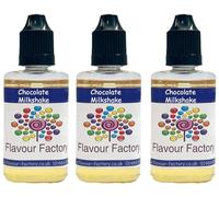 Flavour Factory Concentrated Liquid Food flavouring for Baking and Drinks 28.5ml x 3 Bottles Chocolate Milkshake