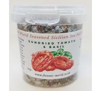 Flavour World Natural Seasoned Sicilian Sea Salt blend, large range of flavours (125g, Sundried Tomato & Basil)