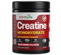 Flavoured Creatine Monohydrate Powder 300g | 75 Servings | Pure Micronised Creatine Powder Supplement | Pre & Post Workout | Muscle Growth, Strength & Recovery | Vegan | Men & Women | Mixed Berry | UK