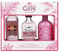 Flavoured Gins Selection Box, 3x5cl, Includes Gordon's Premium Pink, Edinburgh Raspberry Gin Liqueur and Warner's Rhubarb Flavoured Gin. Tasting Set and Gift for Gin Lovers by Blue Tree Gifts