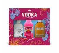 Flavoured Vodka Selection - 3 x 5cl Miniatures: Smirnoff Raspberry Crush (35% ABV), Thunder Toffee (29.9%) & Absolut Vanilia (35%)