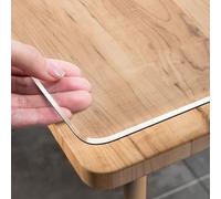 FLAVYO PVC Transparent Table Protective Film, 2mm Rounded Corners and 65° Edge Grinding Table Protective Pad, Odorless Antibacterial Thick Transparent Tablecloth, Waterproof (100x180cm/39x71in,A)
