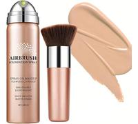 Flawless AirBrush Foundation High Coverage Foundation Smooth Creamy Matte Spray Makeup Kit for Mature Light Beige with Natural Nude Finish,BEIGE