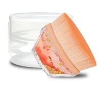 Flawless Foundation Makeup Brush, Flat Top Kabuki Face Brush, Self Tanning Body Brushes with Portable Travel Case, for Liquid Cream Powder, Large Head Quick Makeup High-Density, Dynamic Glitter Orange