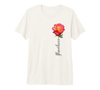 Flawless Hot Red Yellow Single Rose on White Shapes Mania Premium T-Shirt