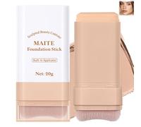 Flawless Matte Foundation Stick with Built-In Brush - Waterproof Long-Lasting Concealer & Skin Tint, Lightweight Buildable Coverage for Mature Skin, Smooth Even Tone (#3 Warm Beige)