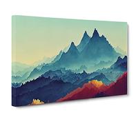 Flawless Painted Mountains Canvas Print | Gallery Wrapped 30mm Frame Wall Art | 30x20 inches | Ready to Hang | Contemporary Landscape Picture | Living Room Bedroom Lounge Office