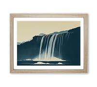 Flawless Waterfall Framed Print | A4 Oak Framed Wall Art | Ready to Hang | Modern Landscape Picture | Living Room Bedroom Lounge Office