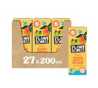 Flawsome! Apple, Mango & Orange Wonky Fruit Water | Pressed Juice (75%), Still Water, Iron, Vitamins C and D | 200ml x 27 Pack Cartons | School Approved - No Added Sugar - Perfect for lunch boxes
