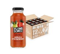 Flawsome! Apple & Strawberry 12x250ml - Cold-Pressed Juice - No Added Sugar Pressed Apple & Strawberry Juice - 100% Natural Pure Juice with No Sweeteners - Craft Vegan Juice Not from Concentrate