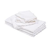 Flax Lace Cloth Dinner Napkins Set of 4 White - 20x20 Inch, Soft Durable Premium Cotton Linen Dinning Table Napkins Ideal for Wedding, Birthday, Guest | Washable Napkin for Mother's Day HomeDécor