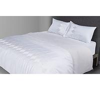 FLAX LINEN 4-Piece Double Duvet Set, Celia Silver Collection, 400 TC Long Staple Organic Egyptian Cotton Bedding, Includes 1 Duvet Cover + 1 Fitted Sheet + 2 Pillowcases, Grey