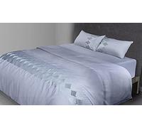 FLAX LINEN 4-Piece Double Duvet Set, Gloria Silver Collection, 400 TC Long Staple Organic Egyptian Cotton Bedding, Includes 1 Duvet Cover + 1 Fitted Sheet + 2 Pillowcases, Grey