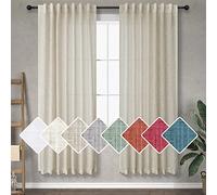Flax Linen Curtains 63 Inch Length for Bedroom 2 Panel Back Tab Pocket Airy Light Weight Reducing Simple Country Farmhouse Neutral Rustic Cloth Textured Beige Curtain for Kitchen Dining Room 52x63 Tan