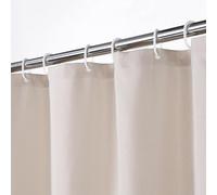 Flax Linen Like 240GSM Heavy Weight Stall Shower Curtain for Bathroom with Hooks Hotel Luxury Fabric Washable, Ivory, 100x180 cm
