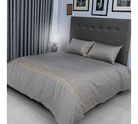 FLAX LINEN Organic Duvet Covers Set Gold, Ragina Gold Collection, 400 Thread Count, Long Staple Egyptian Cotton Bedding Sets, with Hidden Button Closure, Includes 2 Pillowcases (Double)