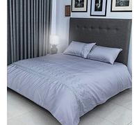 FLAX LINEN Organic Duvet Covers Set Grey, Ragina Silver Collection, 400 Thread Count, Long Staple Egyptian Cotton Bedding Sets, with Hidden Button Closure, Includes 2 Pillowcases (Double)