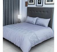 FLAX LINEN Organic Duvet Covers Set Grey, Triangle Silver Collection, 400 Thread Count, Long Staple Egyptian Cotton Bedding Sets, with Hidden Button Closure, Includes 2 Pillowcases (King)