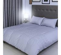 FLAX LINEN Organic Duvet Covers Set Grey, Vivian Silver Collection, 400 Thread Count, Long Staple Egyptian Cotton Bedding Sets, with Hidden Button Closure, Includes 2 Pillowcases (Double)