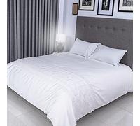 FLAX LINEN Organic Duvet Covers Set White, Adora Hotel Collection, 400 Thread Count, Long Staple Egyptian Cotton Bedding Sets, with Hidden Button Closure, Includes 2 Pillowcases (Double)