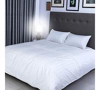 FLAX LINEN Organic Duvet Covers Set White, Belva White Collection, 400 Thread Count, Long Staple Egyptian Cotton Bedding Sets, with Hidden Button Closure, Includes 2 Pillowcases (Super King)