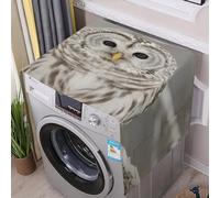 Flax Washer And Dryer Cover with Storage Pockets Dustproof Curious Barred Owl Closeup Washing Machine Cover for Top Load Protector Mat Pad Outdoor Appliance Covers for Kitchen Laundry Room