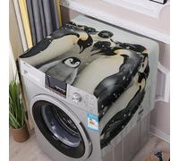 Flax Washer And Dryer Cover with Storage Pockets Dustproof Emperor Penguin Huddle Washing Machine Cover for Top Load Protector Mat Pad Outdoor Appliance Covers for Kitchen Laundry Room