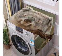 Flax Washer And Dryer Cover with Storage Pockets Dustproof Koala Washing Machine Cover for Top Load Protector Mat Pad Outdoor Appliance Covers for Kitchen Laundry Room