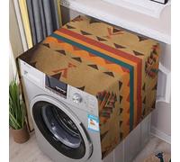 Flax Washer And Dryer Cover with Storage Pockets Dustproof Native American Washing Machine Cover for Top Load Protector Mat Pad Outdoor Appliance Covers for Kitchen Laundry Room