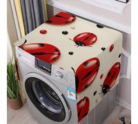 Flax Washer And Dryer Cover with Storage Pockets Dustproof Red Ladybug Washing Machine Cover for Top Load Protector Mat Pad Outdoor Appliance Covers for Kitchen Laundry Room