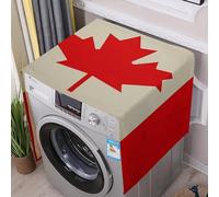 Flax Washer And Dryer Cover with Storage Pockets Dustproof Retro Canada Flag Pattern Washing Machine Cover for Top Load Protector Mat Pad Outdoor Appliance Covers for Kitchen Laundry Room