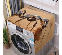 Flax Washer And Dryer Cover with Storage Pockets Dustproof Saharan Silver Ant Foraging Washing Machine Cover for Top Load Protector Mat Pad Outdoor Appliance Covers for Kitchen Laundry Room
