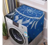 Flax Washer And Dryer Cover with Storage Pockets Dustproof White Fantasy Dream Catcher Washing Machine Cover for Top Load Protector Mat Pad Outdoor Appliance Covers for Kitchen Laundry Room