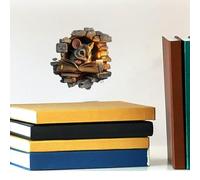 Flaxarne 3D Book-Shaped Wall Sticker with Realistic Mouse Hole Design for Living Room Decor
